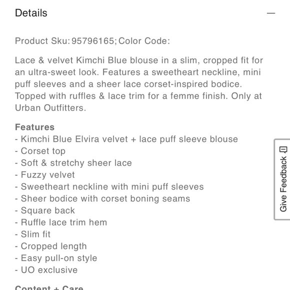 Kimchi Blue Urban Outfitters Velvet & Lace Puff Sleeve Top - Picture 2 of 11